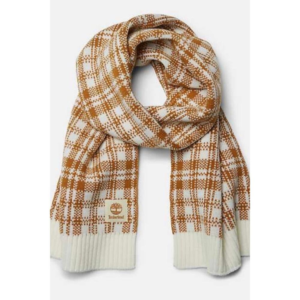 Timberland Plaid Mustard White Scarf